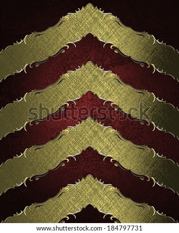 Striped background of gold and red stripes with gold trim. Design template