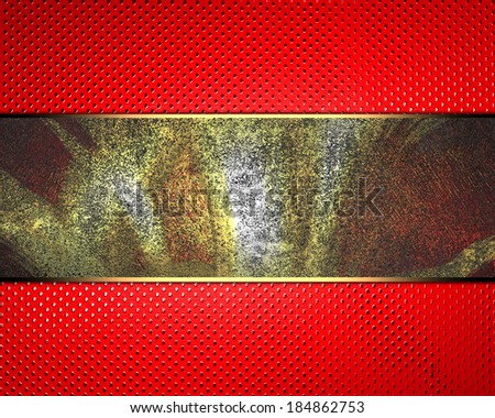 Background red abstract wallpaper in point with old scratched surface on nameplate. Design template