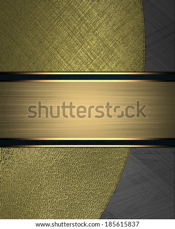 Golden background with different textures with gold plate. Design template. Design for site