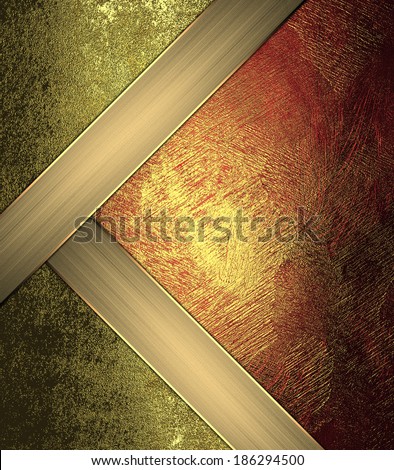 Red gold background with gold corners. Design template. Design site
