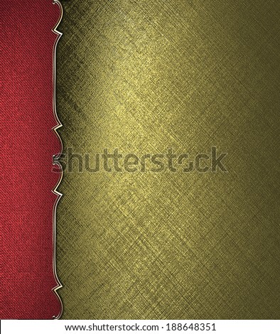 Gold gold scratching the surface with gold trim red edge. Design template. Design site