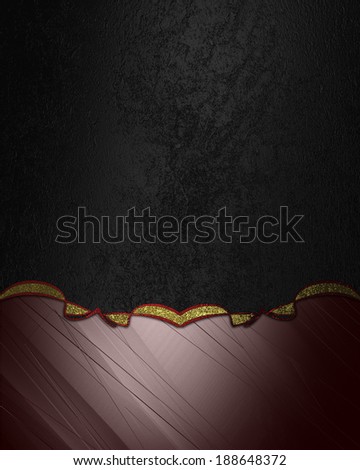 Grunge black background with brown bottom with gold trim. Template for design. Template
