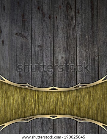 Background from old boards with gold cutout. Design template. Design for site