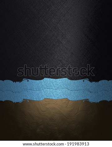 Black abstract background with brown background and blue ribbon. Design template. Design site
