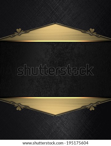 Black frame with gold edges. Design template. Template for site