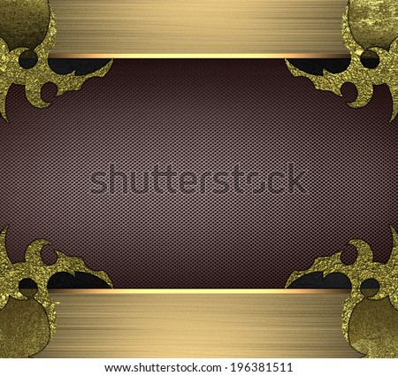 Abstract brown texture with gold edges and with patterns. Design template. Design site