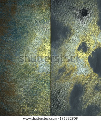 Two blue texture with gold scuffed. Design template. Design for site