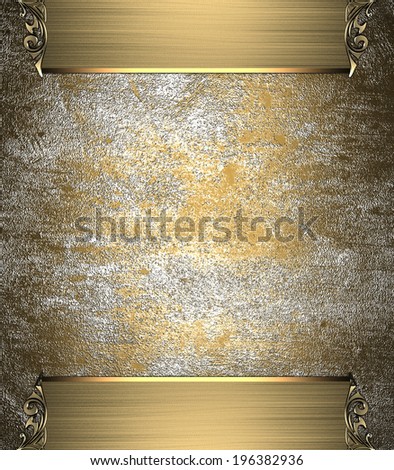 Golden edges with patterns on the edges on old yellow background. Design template. Design for site