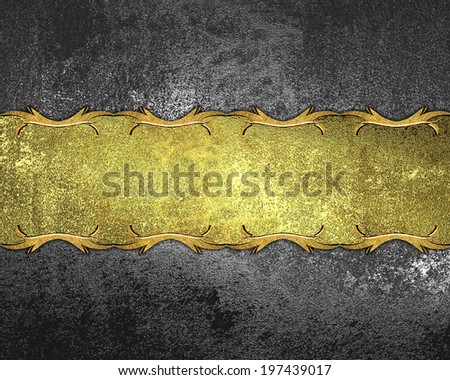 Shabby iron sheet with shabby gold plate with gold trim. Design template. Design site