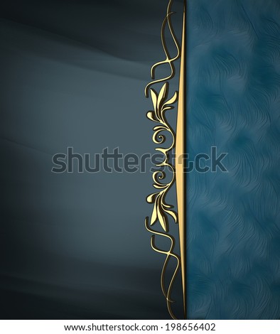 Abstract blue texture with gold pattern. Design template. Design site