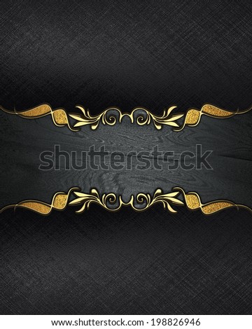 Black background with signboard for your text with gold trim. Design for text. Design for site