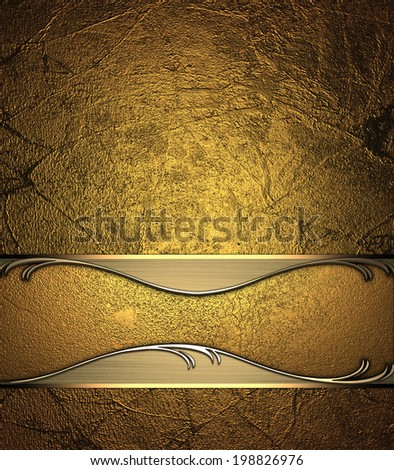 Abstract grunge gold texture with nameplate for inscription. Design for text. Design for site