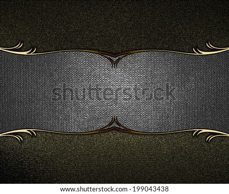 Black shabby background with metal nameplate. Design template. Design site