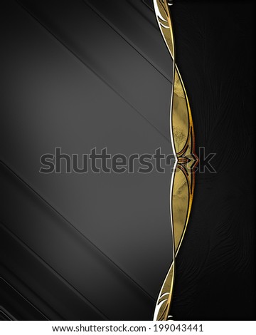 Abstract black background with black and gold trim edge