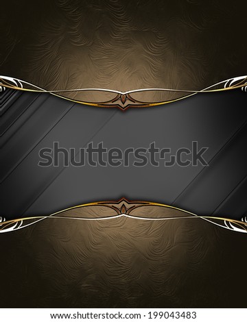 Black background with brown frame with gold trim. Design template. Design site