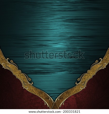 Abstract blue background with red corners in gold finish. Design template Design site