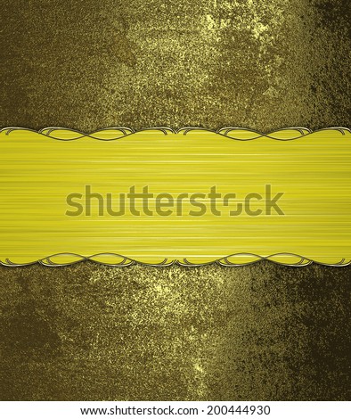 Old metal gold with yellow label with gold patterns on the edges. Design template. Design for site