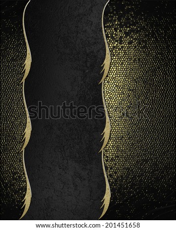 Black background with gold with black ribbon. Design template. Design site