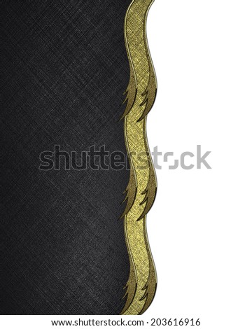 Abstract black background with a gold ribbon. Design template. Design site