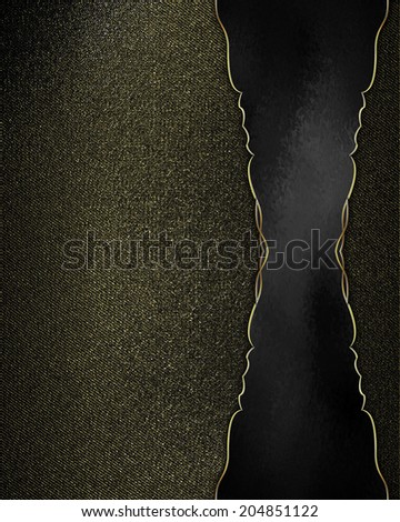Abstract black background with textured walls with black nameplate with gold trim. Design template. Design site