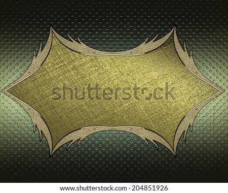 Abstract green background with gold frame from gold edges. Design template. Design site
