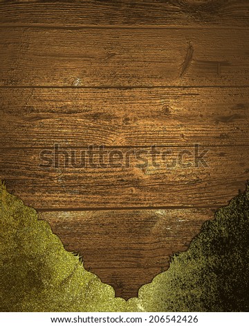 Abstract wooden background with gold corners. Design template. Design site