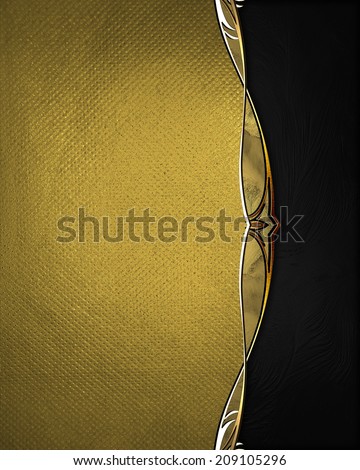 Black and gold background separated by gold trim. Design template. Design site