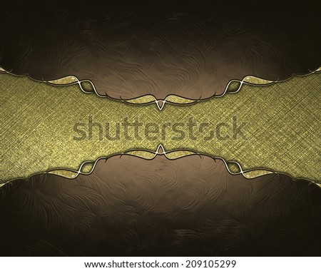 Abstract brown background for an inscription with gold nameplate. Design template. Design site