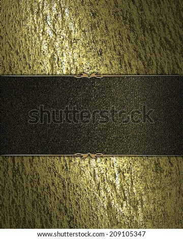 Grunge golden background with black nameplate. Design template. Template for site