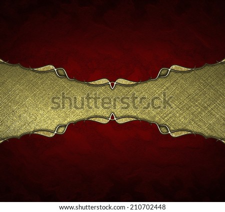 Abstract red background for an inscription with gold nameplate. Design template. Design site