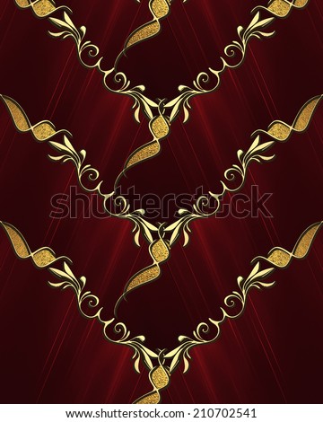 Weaving red background with gold trim. Design for text. Design for site