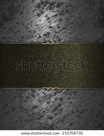 Metallic grunge shabby background with black and gold trim plate. Design template. Template for site