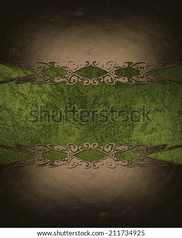 Brown background with green sign ornament. Design template. Design site