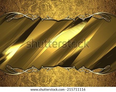 Gold frame with gold edges and a pattern on a abstract gold background. Design template. Design for site