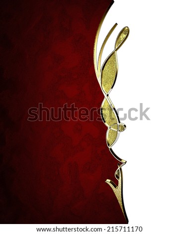 Red texture with gold pattern on a white background. Design template. Design for site