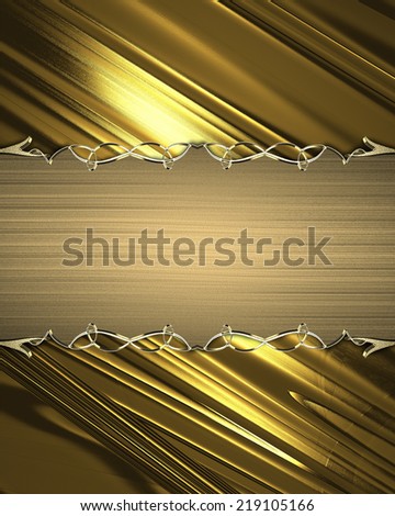Gold background with gold plate for inscription and gold trim. Design template. Design site
