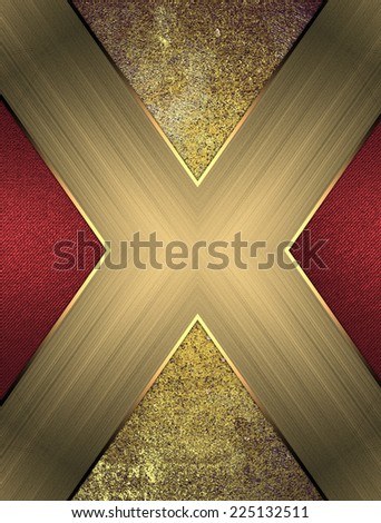The old shabby background with golden ribbons and red accents