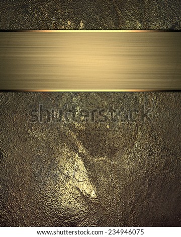 Metal texture with gold ribbon and shabby gold. Template