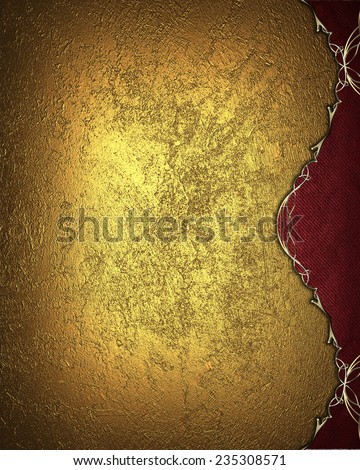 Template for design. Grunge gold background with a red edge. Template Design.