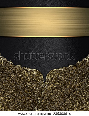 Black background with gold corner and golden ribbon. Template Design.