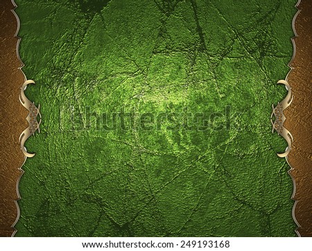 Template gold frame on green background. Design template. Design for site