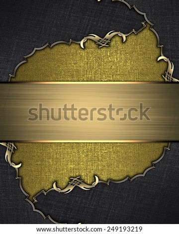 Gold background with a black border with gold pattern and gold plate. Design template. Design for site
