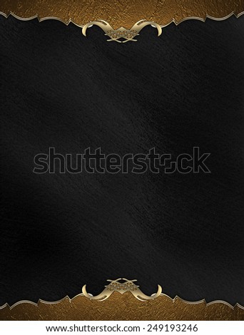 Template gold frame on black background. Design template. Design for site