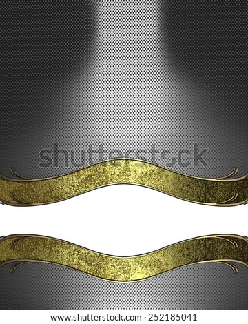 Metal texture with white cut and gold ribbon. Design template