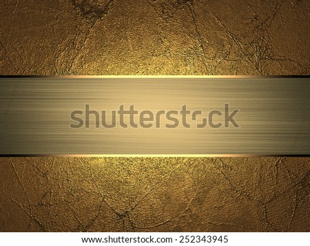 Grunge gold texture with gold divorce with gold ribbon. Design template