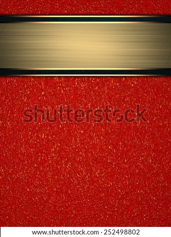 Abstract red texture with golden sign with blue trim. Design template. Design site