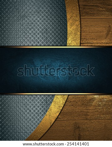 Grunge wooden background with blue texture and blue ribbon. Design template. Design for site