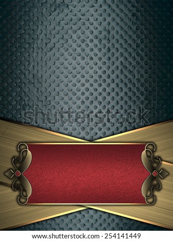 Grunge blue background with gold stripes and a red sign with gold decoration. Template for design. Template for the site