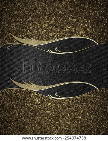The texture of golden sand with a black sign for text. Design template. Design for site