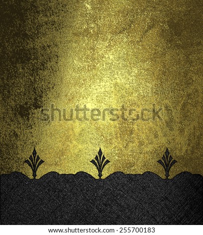 Grunge gold background with black pattern. Template design for text. Template for site